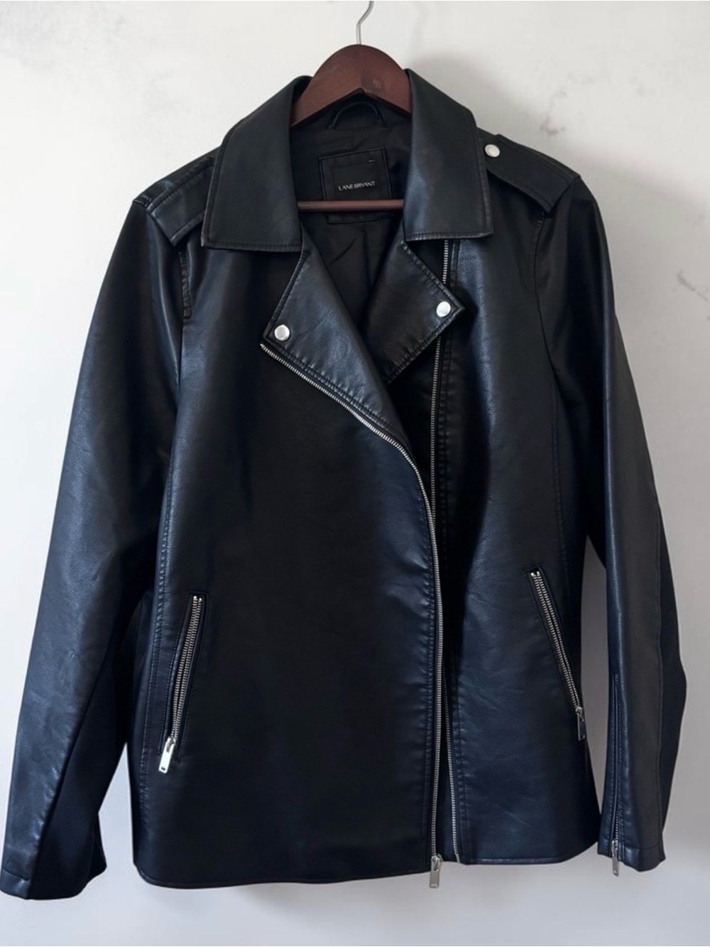 Lane Bryant Black Faux Leather Moto Jacket Women’s Plus Size XL 1X